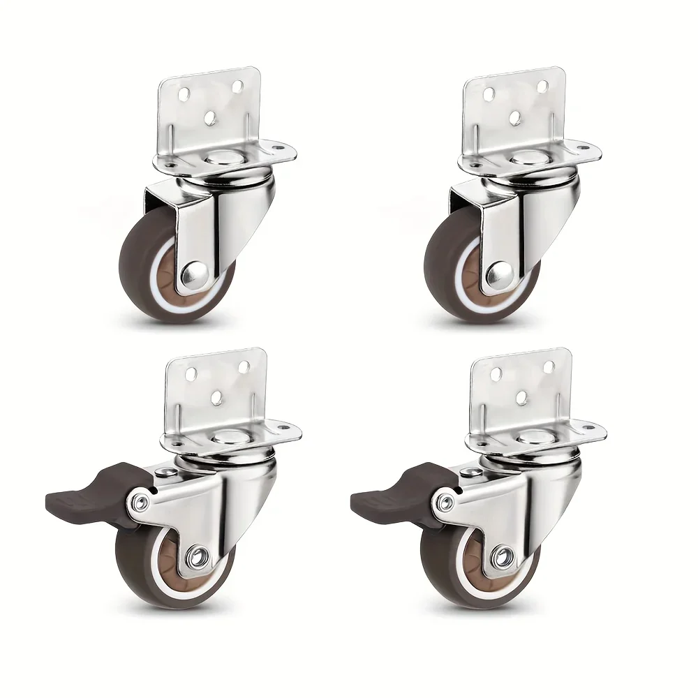 4 Pcs L-Shaped Side Mount Caster Wheels, Soft Rubber Castors Swivel Caster Wheels - Image 7
