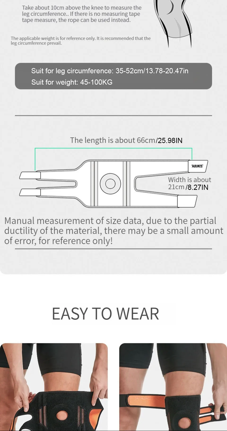 AOLIKES 1PCS NEW Knee Brace with Side Stabilizers & Patella Gel Pads,Knee Support - Image 19