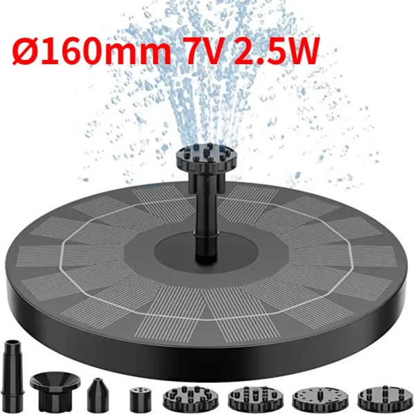 1W/1.5W/2.5W Outdoor Solar Fountain Suitable for Garden Pond Solar Fountain Pump Kit with 6 Nozzles - Image 9