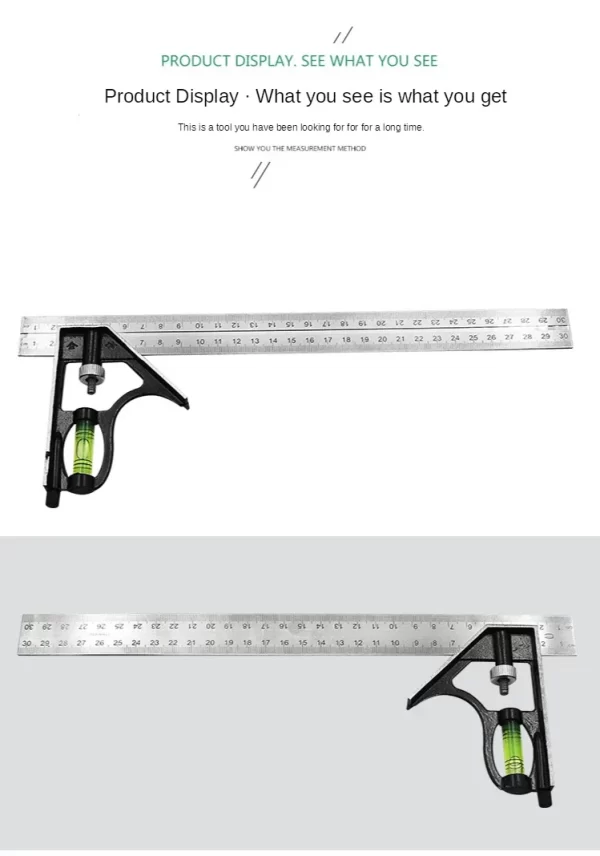 300mm Stainless Steel Angle Combination Square Ruler - Image 14