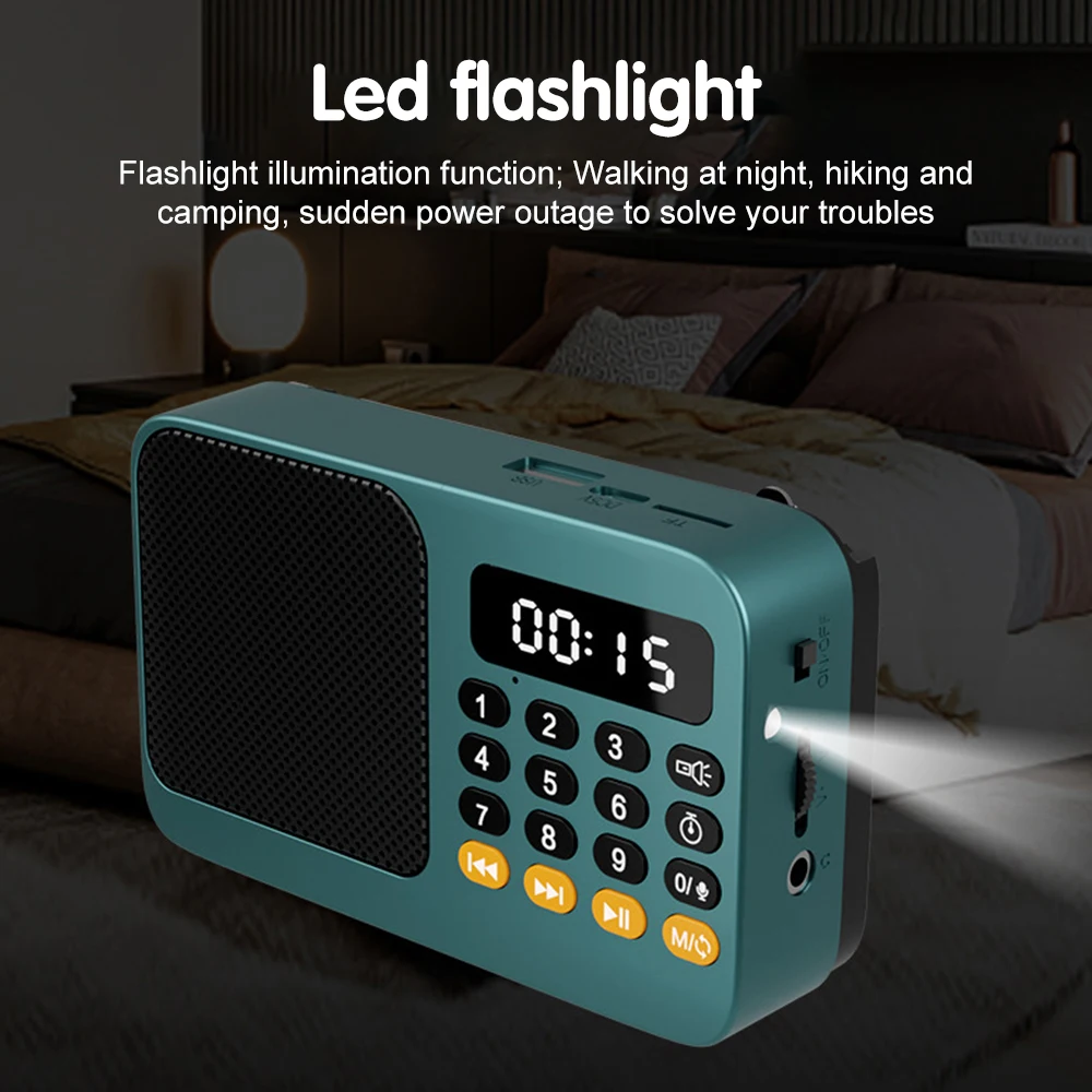 Portable Radio Music Player Handheld Rechargeable Digital FM USB TF MP3 Player Speaker - Image 4