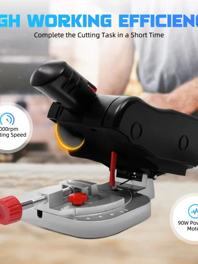 6000r/min Mini Miter Cut-off Chop Saw 0-45° Home DIY Benchtop Table Cutting Machine Steel and Resin Blade for Wood Plastic Metal