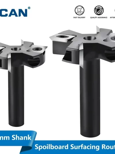 XCAN Milling Cutter 4-Flute Spoilboard Surfacing Router Bits 8 12mm Shank Wood Planer Bit Insert Carbide Slab Flattening Bit