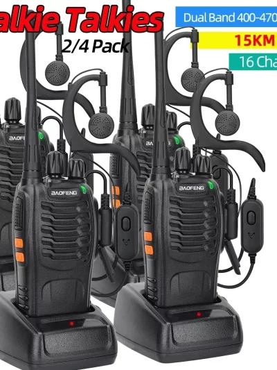 2/4PCS Baofeng BF-888S V2 Walkie Talkie Dual Band Portable Long Range UHF 400-470MHz USB/EU/US Ham Two Way Radio
