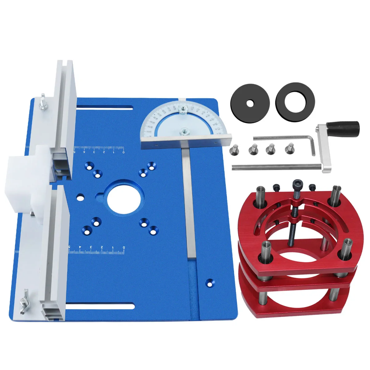 Woodworking Router Lift Kit - Aluminum Router Table Insert Plate W/ Miter Gauge Guide and Bracket for 65mm Diameter Motors - Image 7
