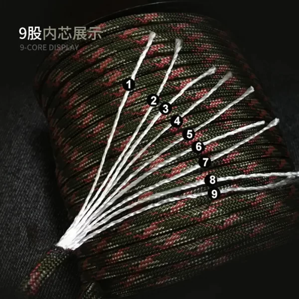 100M 550 Military Standard 9-Core Paracord Rope 4mm Outdoor Parachute Cord - Image 2