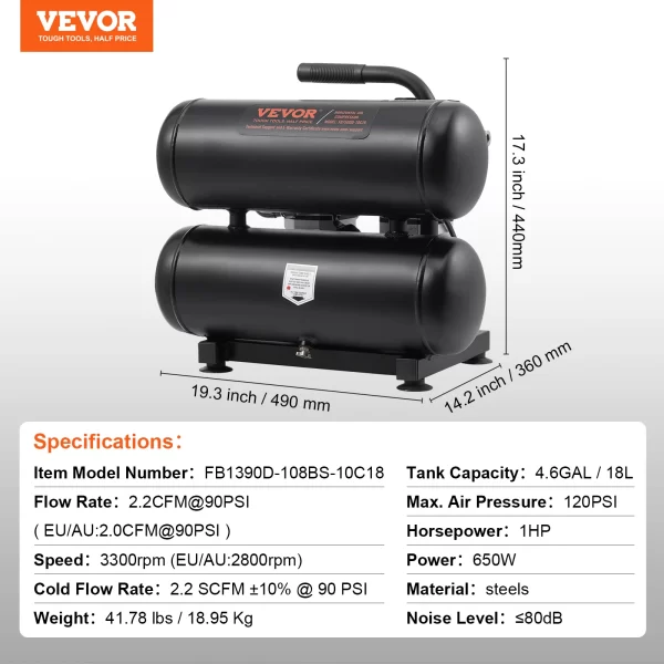 SucceBuy Air Compressor 750W/1450W/3000W Oil Free Air Compressor Quiet - Image 12