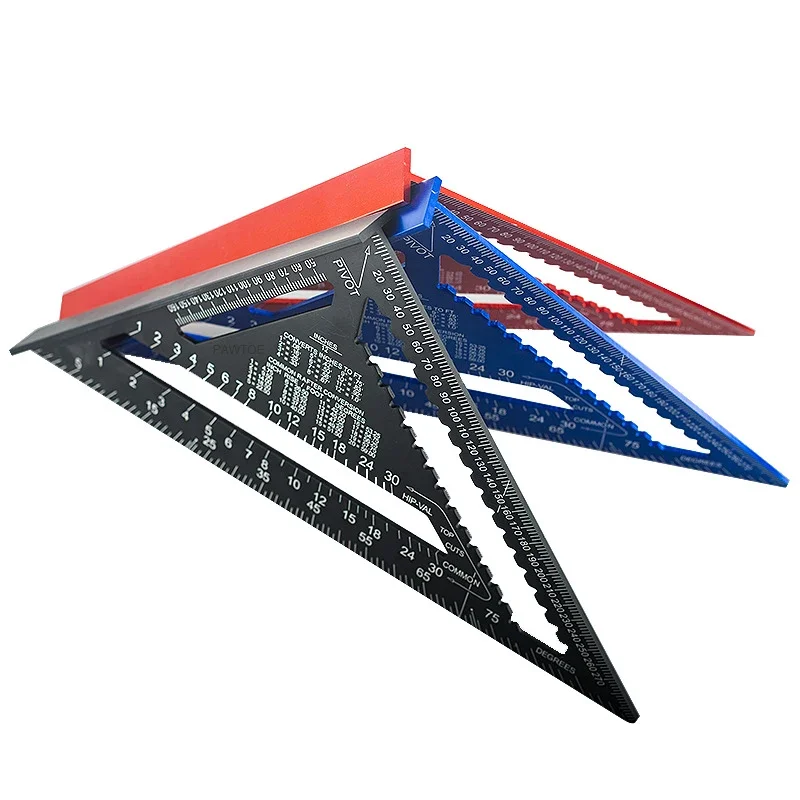 New 7Inch Triangle Ruler Measurement Tool Aluminium Alloy Carpenter Tools Inch Metric Angle Ruler Speed Square - Image 8