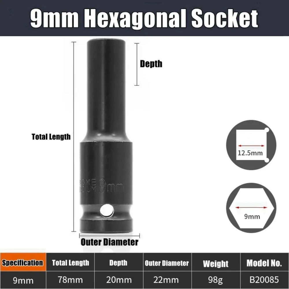 1/2Inch Drive 6-Point Impact Socket Set Drive Metric Wrench Socket Deep Impact Socket - Image 19