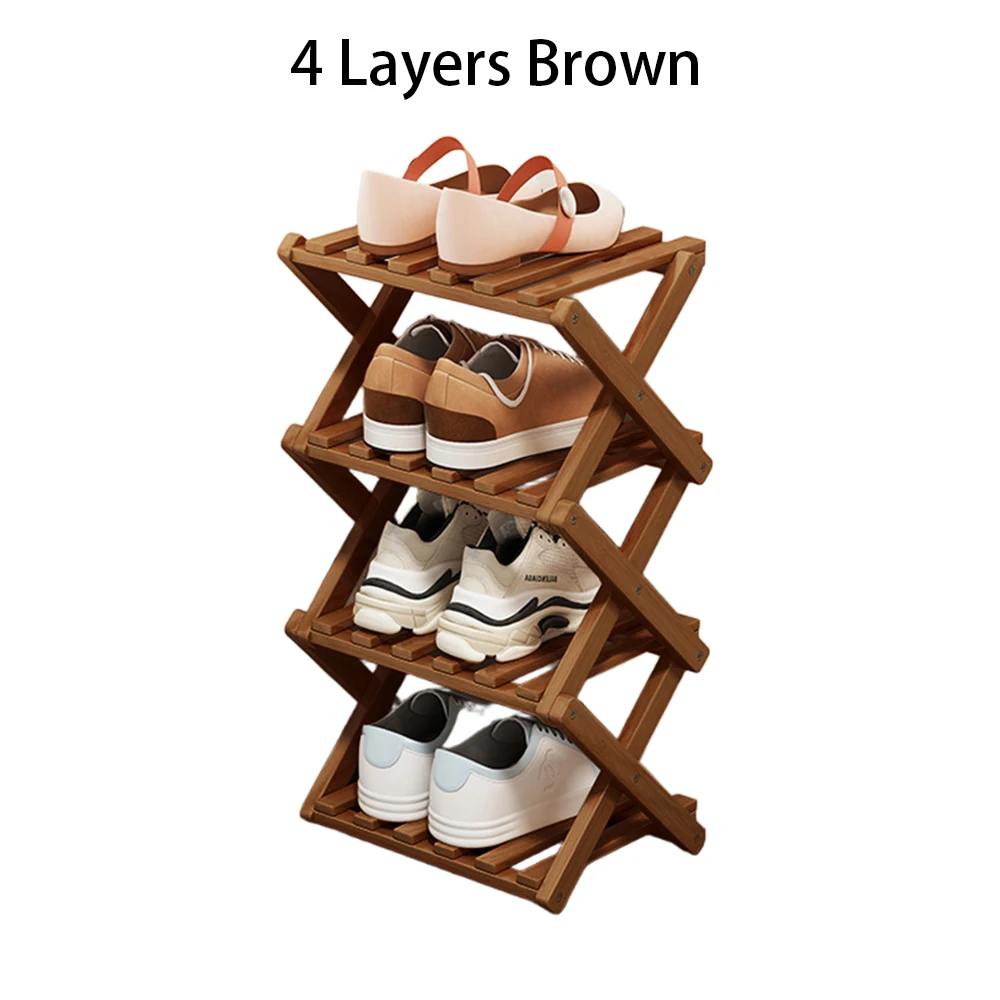 Shoe Rack Bamboo Foldable Storage Shoe Rack Multifunctional Shoe Racks Free Standing Rack - Image 13