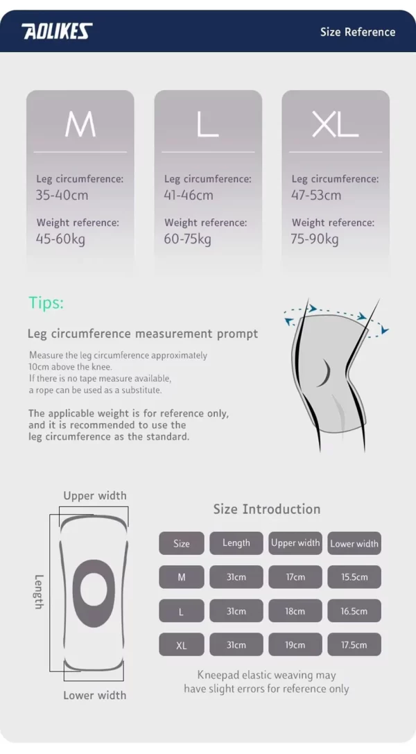 AOLIKES 1PCS Knee Brace Support Straps Knee Compression Sleeves - Image 15