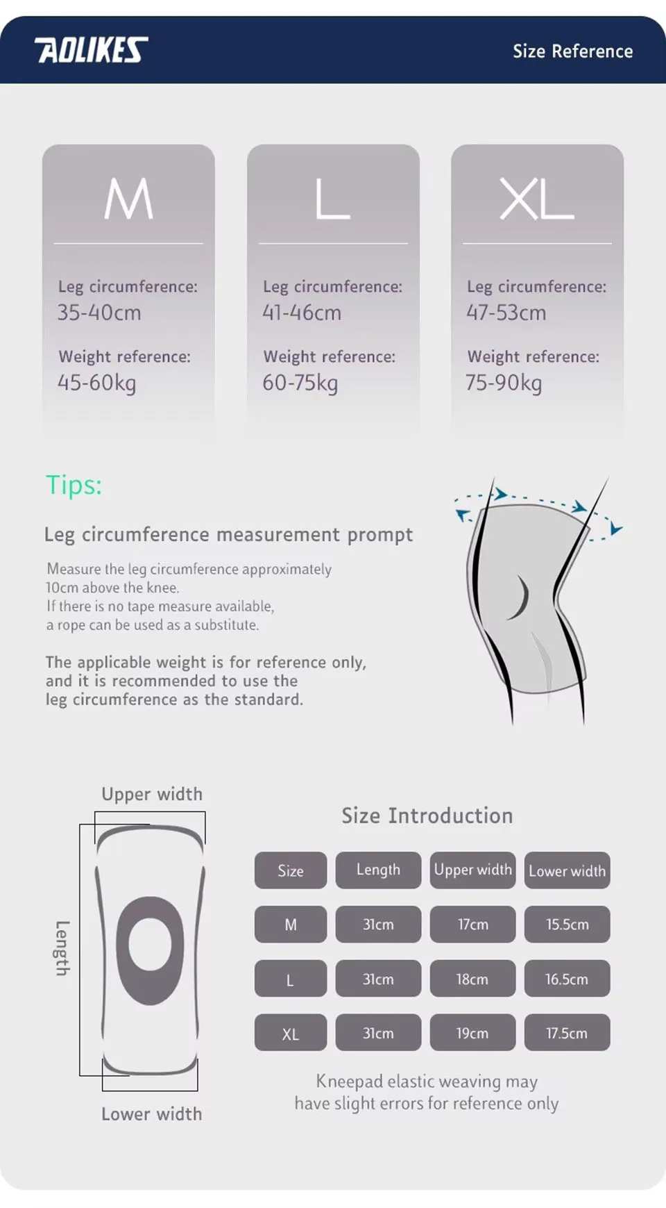 AOLIKES 1PCS Knee Brace Support Straps Knee Compression Sleeves - Image 15