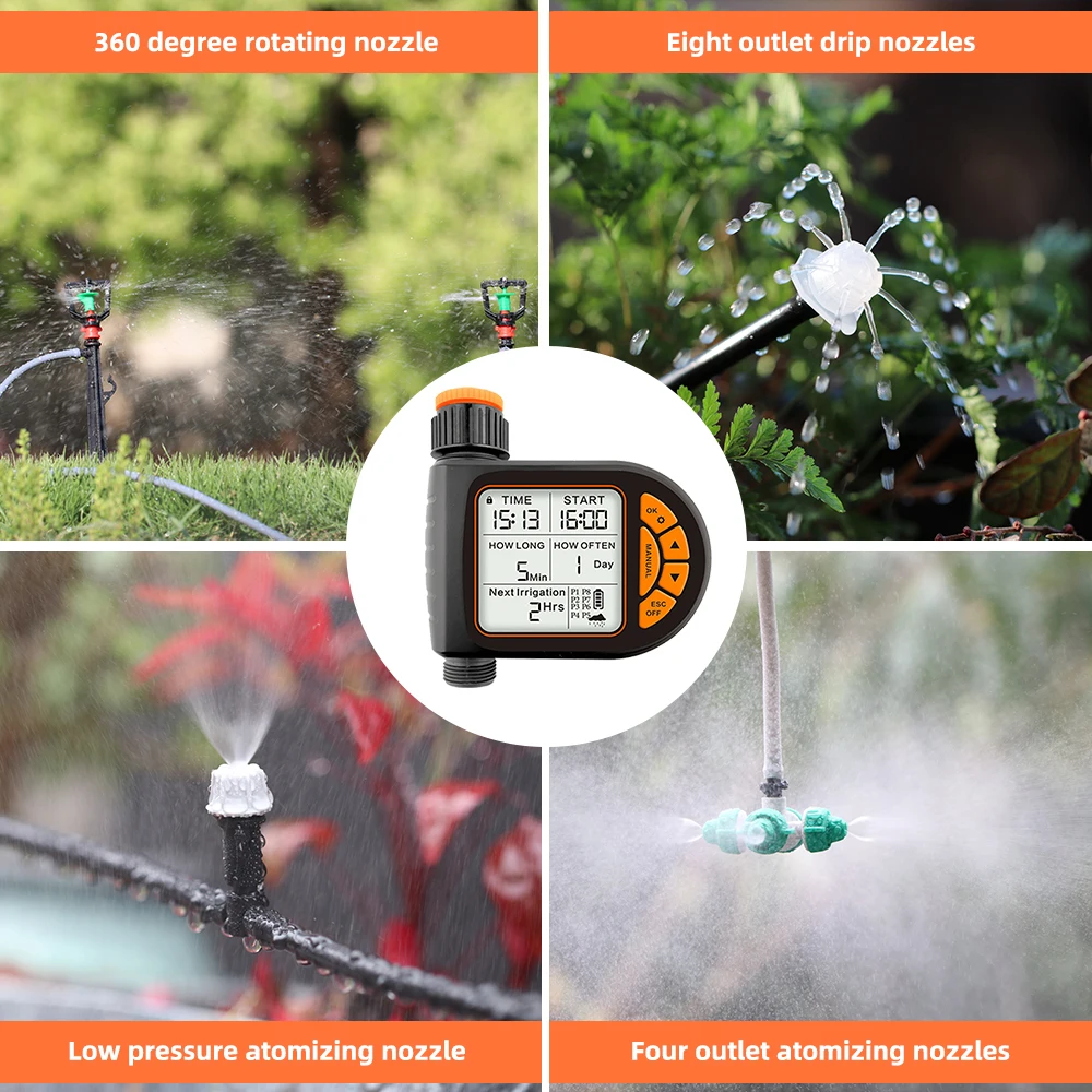 MUCIAKIE 20M Smart Garden Timer Irrigation Set IPX5 Waterproof LCD Automatic Watering Controller Set With Rain Sensor - Image 5