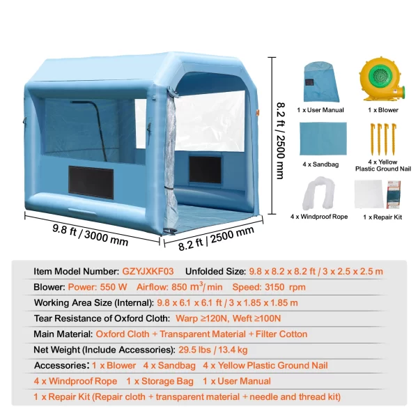 SucceBuy Inflatable Paint Booth Inflatable Spray Booth with Powerful Blowers and Air Filter System - Image 23