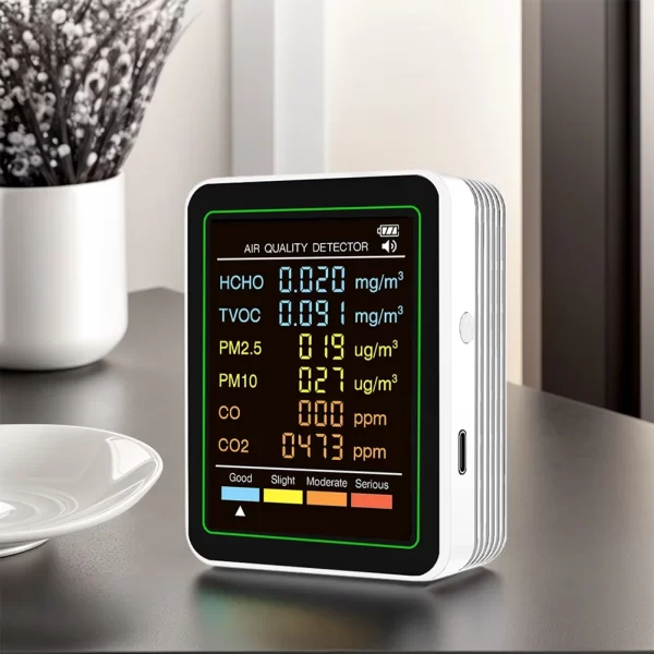 6-in-1 Air Quality Monitor Real-Time Air Quality Tester Portable Temperature Humidity Detector - Image 11