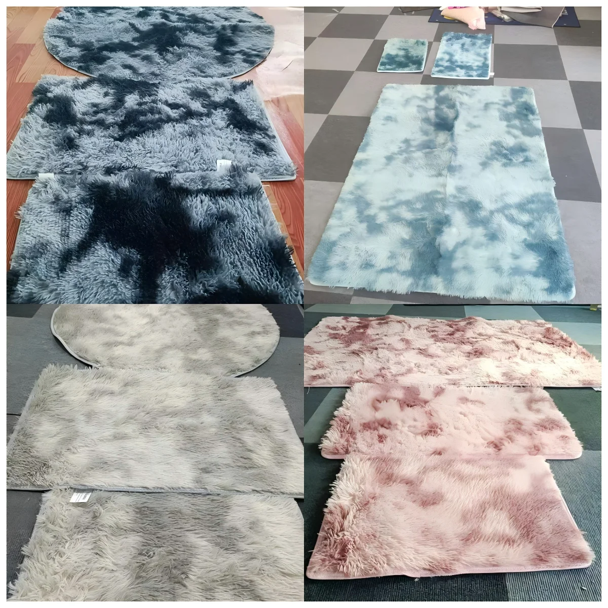 VIKAMA Silk Wool Rugs Children's Room Living Room Bedroom Tie-Dye Non-Slip Washable - Image 26