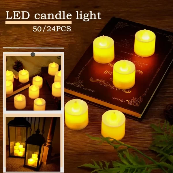 50/24PCS LED Simulation Candle with Switch Battery Tealights Candles Flameless Candle Warm Light - Image 2
