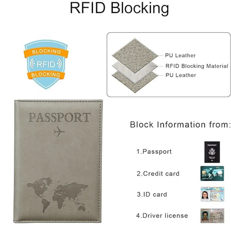 Lover The World Map Passport Cover Hot Stamping Simple Plane Women Men Travel Passport Case - Image 3