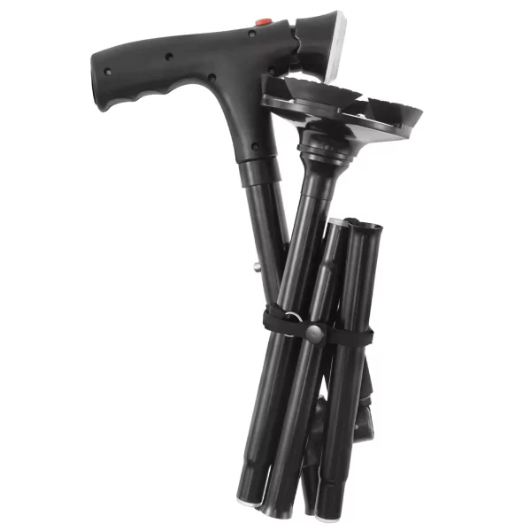 Collapsible Telescopic Folding Cane Elder Cane LED Walking Trusty Sticks Elder Crutches - Image 2