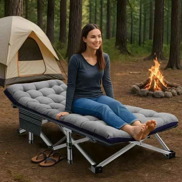 Folding Camping Cot for Adults with Pad, Padded Portable Sleeping Cot - Image 4