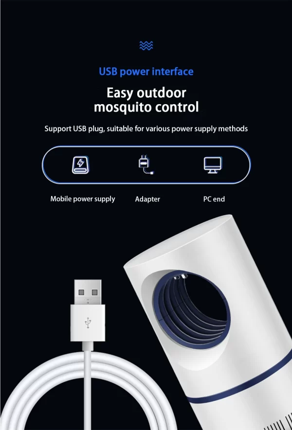 Electric Fly Bug Mosquito Insect Killer LED Light Trap with USB Power Supply and Adapter - Image 14