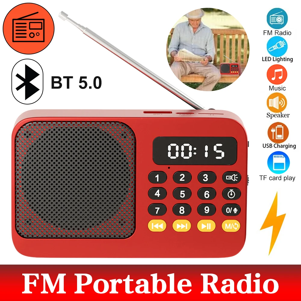 Portable Radio Music Player Handheld Rechargeable Digital FM USB TF MP3 Player Speaker - Image 11