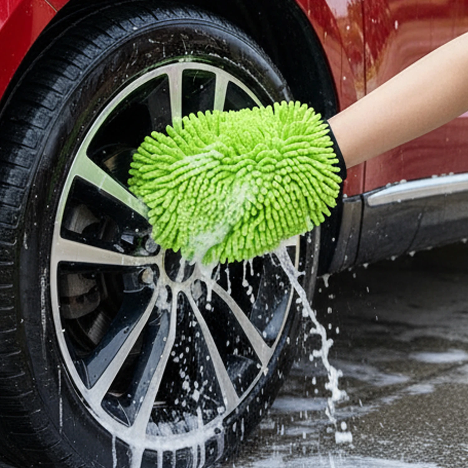 Super Absorbent Car Wash Sponge Microfiber Car Wash 1/2pcs Green Gloves Scratch Free - Image 12