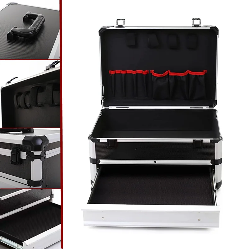 Electric Toolbox Aluminum Case Reinforced Tool Box Organizer Box Large Drawer Tools Storage Case For tools - Image 4