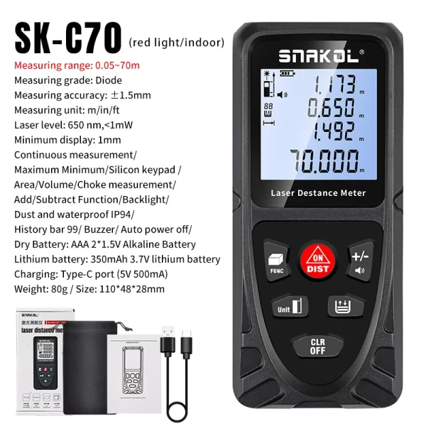 Snakol Laser Distance Meter 50m 70m 100m 120m Rangefinder Profesional Range Finder Digital Tape Measure - Image 8
