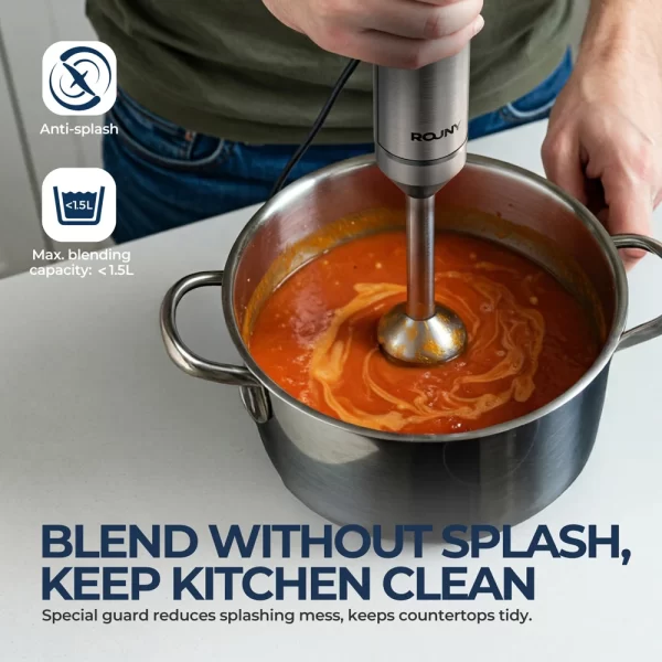 ROUNY 4-in-1 Hand Immersion Blender 1000W Powerful, Stainless Steel Stick Food Mixer - Image 10