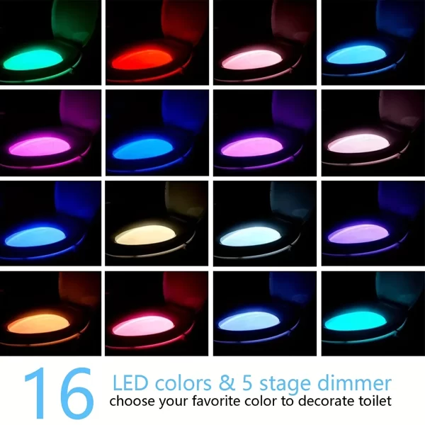 Toilet Night Light PIR Motion Sensor LED Light Toilet Bowl Light Washroom Night Lamp Battery-powered 7 Colors - Image 9
