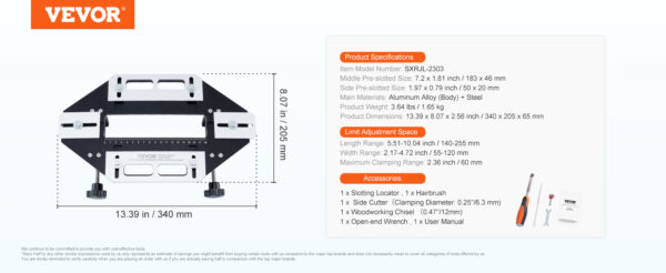 SucceBuy Door Hinge Jig Aluminum Alloy Woodworking Hole Opener Slotting Locator Hinge Template Jig - Image 14