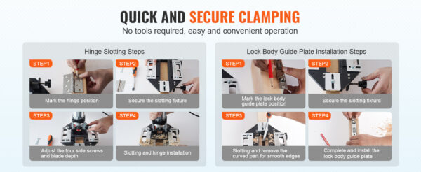SucceBuy Door Hinge Jig Aluminum Alloy Woodworking Hole Opener Slotting Locator Hinge Template Jig - Image 12