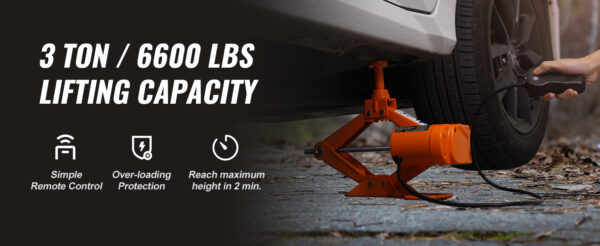 SucceBuy Electric Car Jack 3 Ton/6600lbs 12V Electric Scissor Jack Portable Car Jack - Image 11