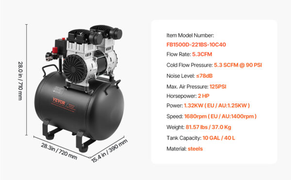 SucceBuy Air Compressor 750W/1450W/3000W Oil Free Air Compressor Quiet - Image 22