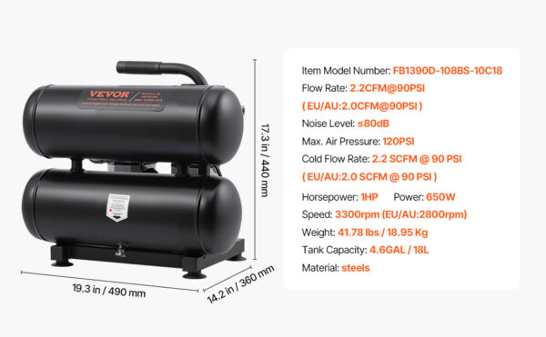 SucceBuy Air Compressor 750W/1450W/3000W Oil Free Air Compressor Quiet - Image 24