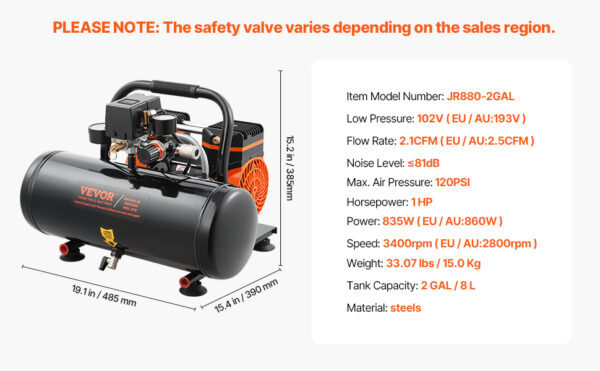 SucceBuy Air Compressor 750W/1450W/3000W Oil Free Air Compressor Quiet - Image 25