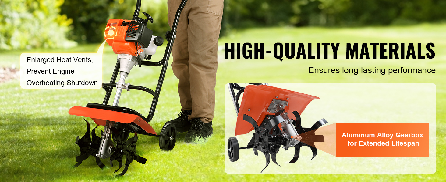 SucceBuy Tiller Cultivator 31/43/212CC Garden Cultivator Tiller with 4 Steel Adjustable Front Tines - Image 9