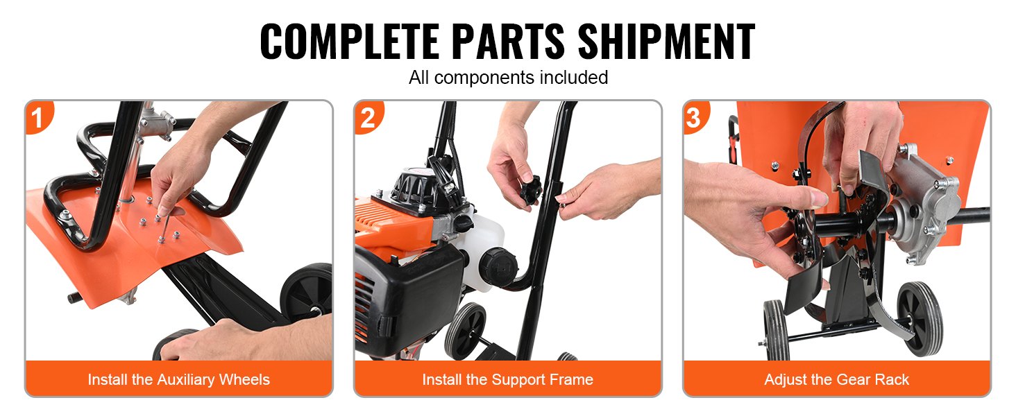 SucceBuy Tiller Cultivator 31/43/212CC Garden Cultivator Tiller with 4 Steel Adjustable Front Tines - Image 12