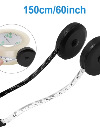 1.5m 60inch Black Double Sided Measuring Tape Auto Retractable Tools ABS Flexible Sewing Mini Measuring Tape