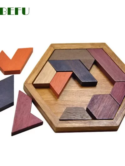 Wooden Geometric Shape Jigsaw Board Puzzles Kids Brain Teaser