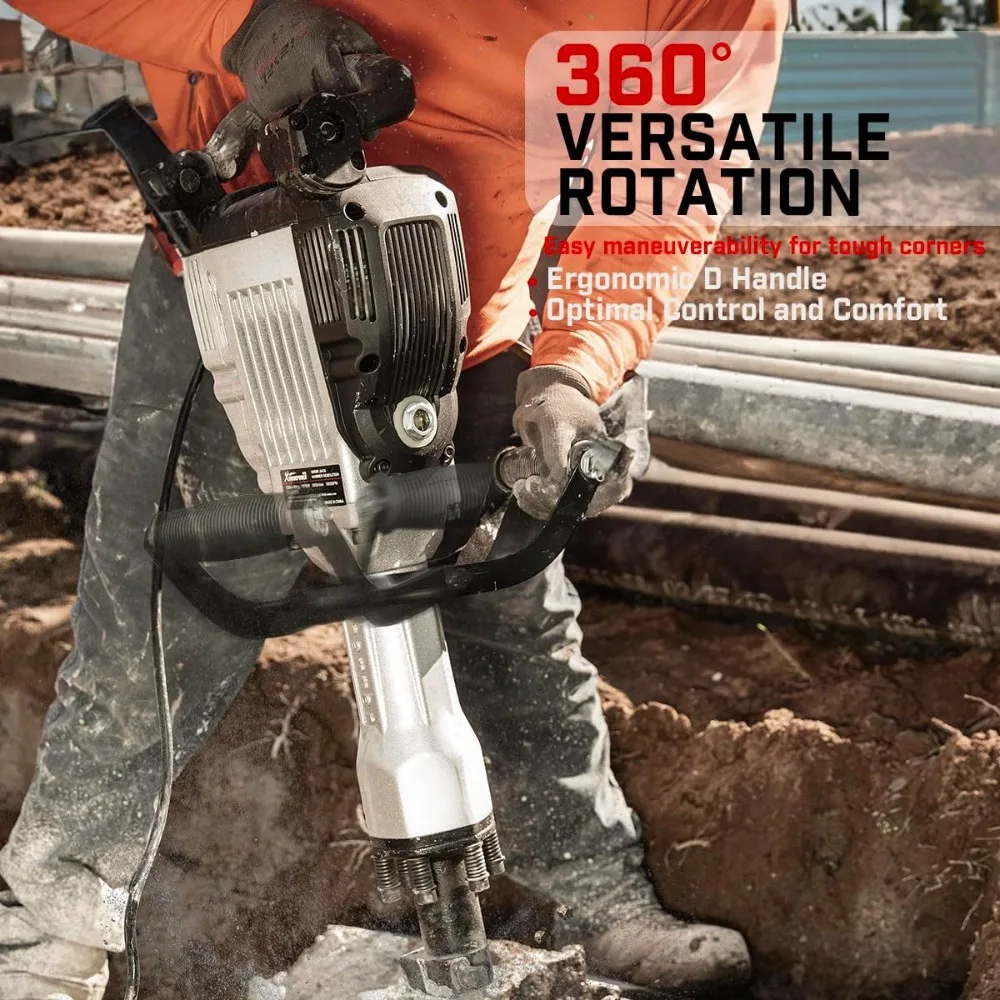 HOME-3600W Electric Demolition Jack Hammer Point Chisel Bits Construction Concrete Breaker Punch Drill - Image 11