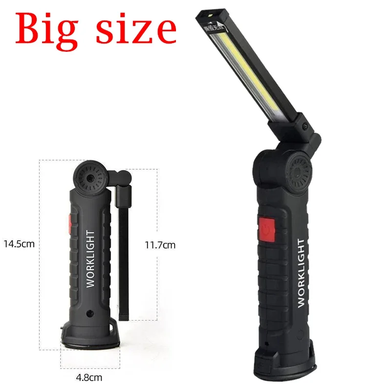 Folding COB XPE LED Work Light Handheld Flashlight with Built-in Battery Lamp Torch Emergency Car Inspection Lamp Red SOS Strobe - Image 9