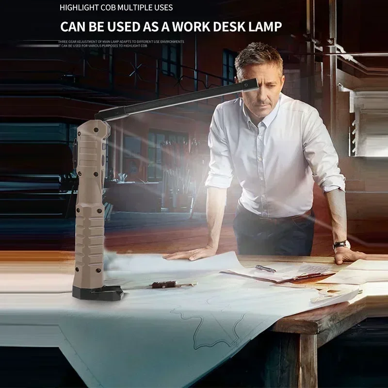 Folding COB XPE LED Work Light Handheld Flashlight with Built-in Battery Lamp Torch Emergency Car Inspection Lamp Red SOS Strobe - Image 6