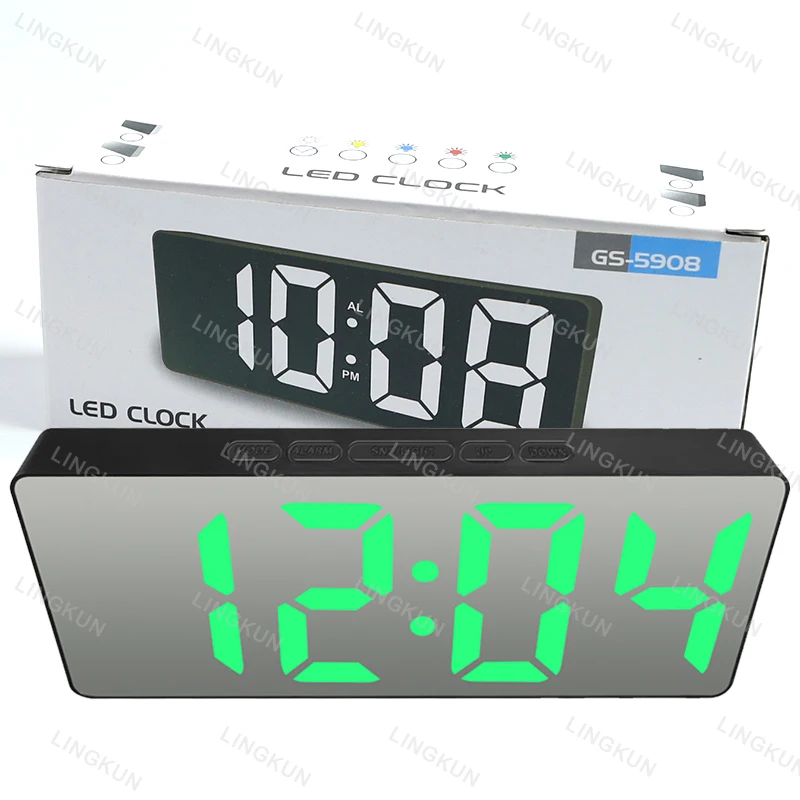 Electronic Alarm Clock Noiseless Design Digital LED Large Display Mirror Electronic Clock Digital Alarm Clock LED - Image 11