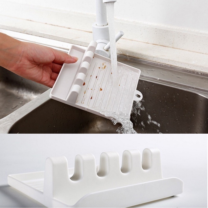 Kitchen Spoon Holders Fork Spatula Rack Shelf Organizer Plastic Chopsticks Holder Non-slip Spoons Pad - Image 21