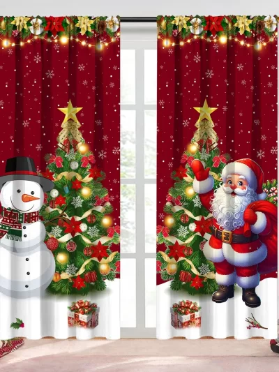 2pcs Christmas Curtain Merry Christmas Decoration for Home 2025 Xmas Curtain Window Ornaments Navidad