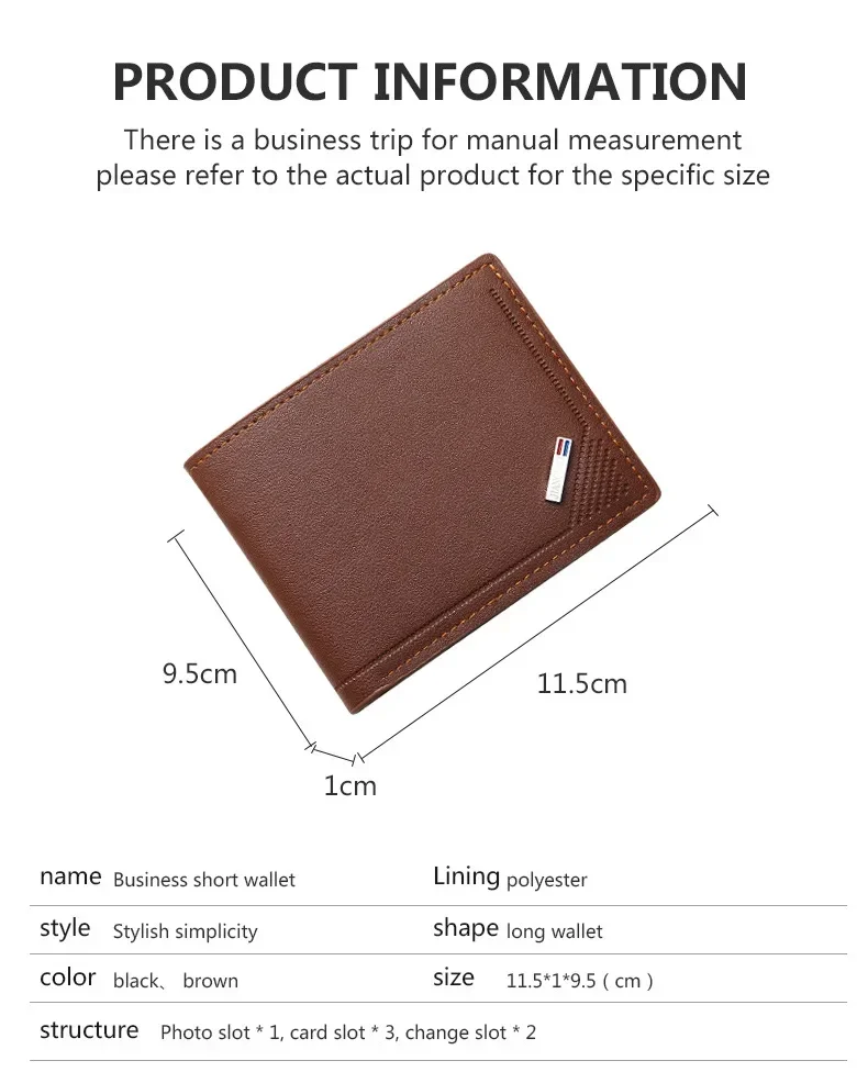 Men's leather short wallet thin wallet foldable minimalist soft leather wallet - Image 11