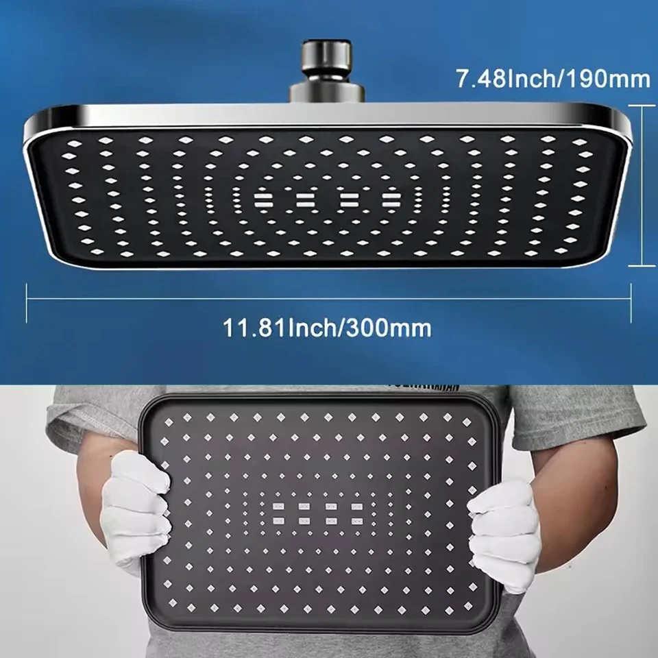New 30cm Large Size High Pressure Overhead Rain Shower Head Large Flow Booster Rain Shower Head 360°
