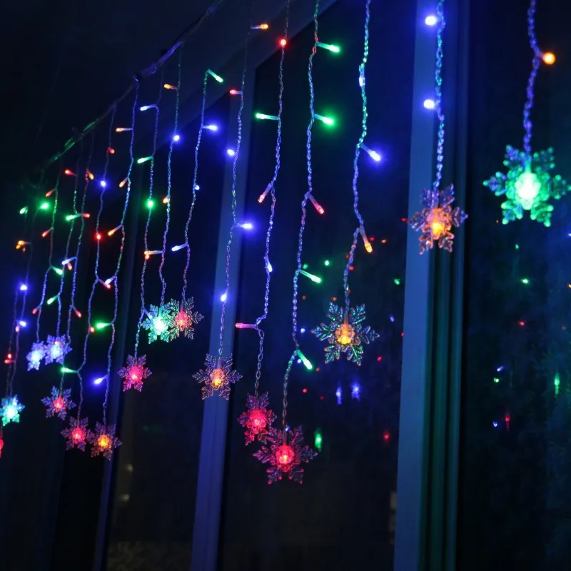 3.2M Christmas Snowflakes LED String Lights Flashing Fairy Curtain Lights Waterproof - Image 19